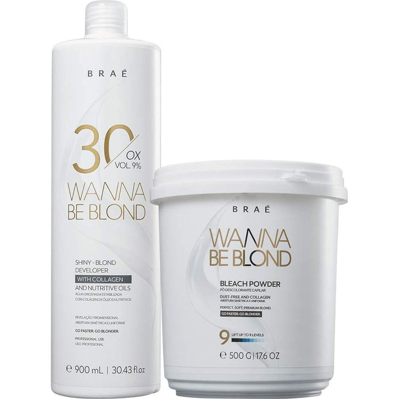 Brae Wanna Be Blond Bleach Powder 500g/17.6 oz and OX Vol 900ml/30.43 fl.oz.